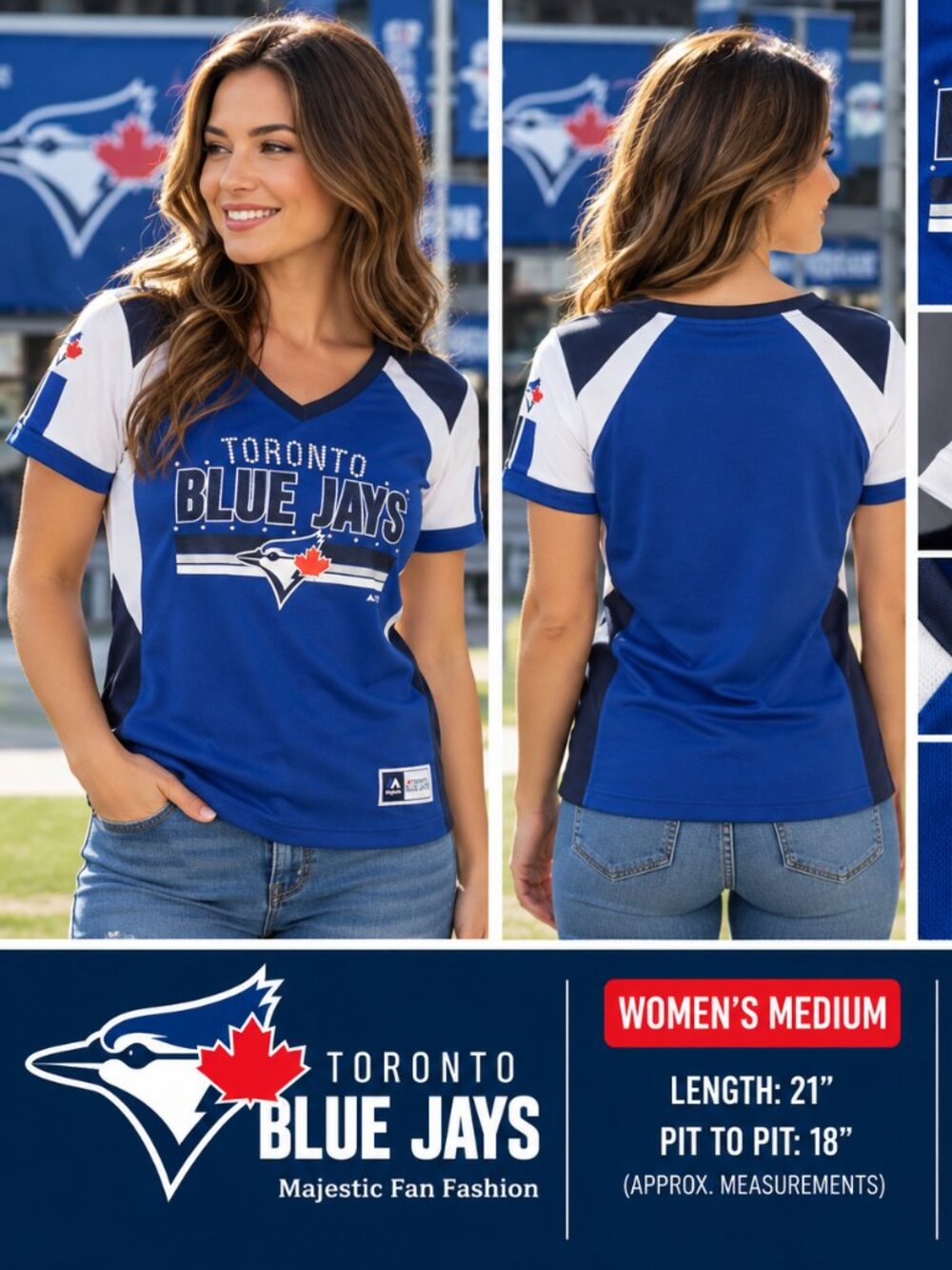 Toronto Blue Jays Majestic Fan Fashion Women’s Medium Shirt